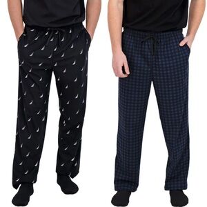 Nautica Men’s Lounge fleece Pant, 2-pack  Black/ Navy